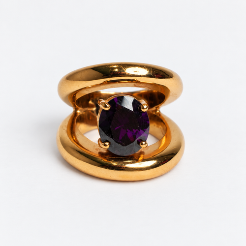 Anillo doble con cuarzo morado