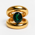 Anillo doble con cuarzo verde
