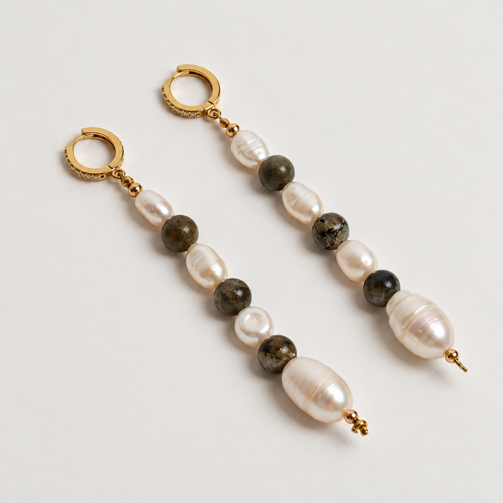 Aretes largos con piedra