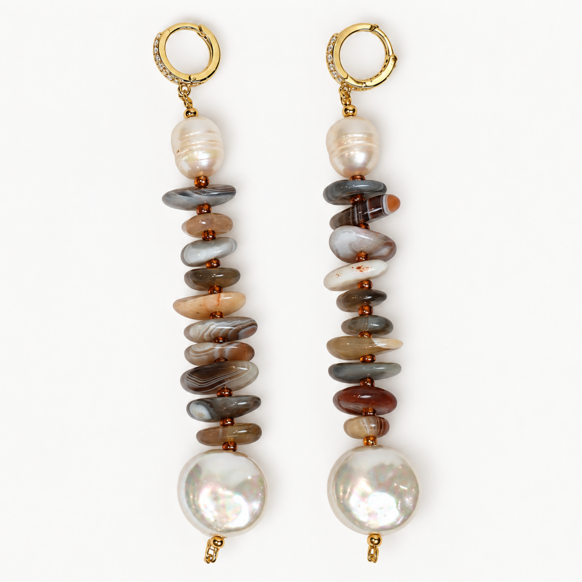 Aretes largos de piedra